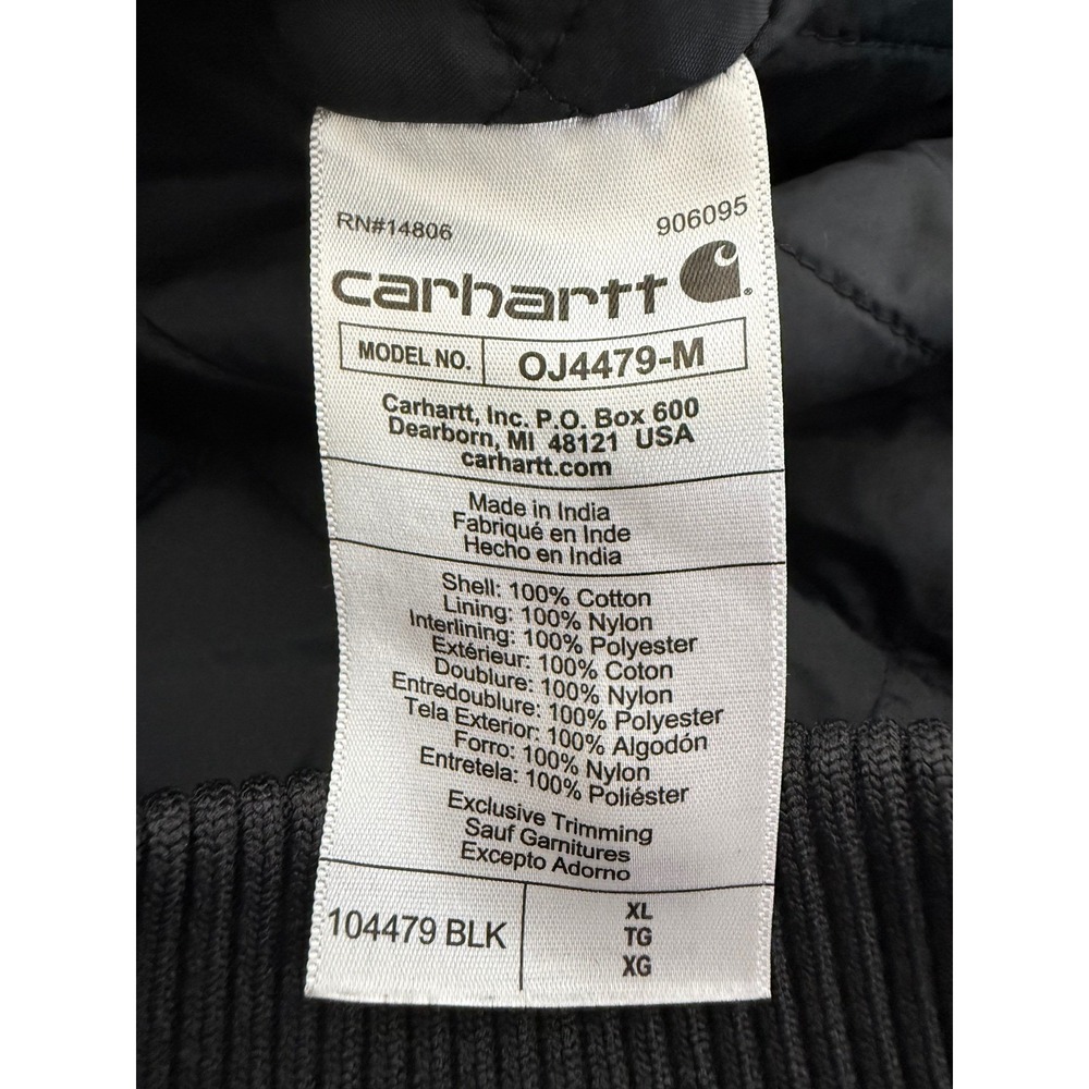 Carhartt Jacket Mens XL Heavyweight Hooded Loose Fit Quilted Black Chores - Picture 4 of 12